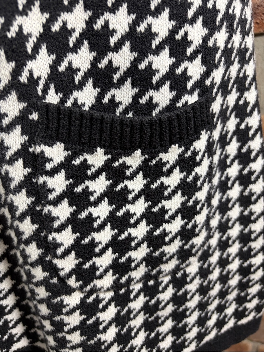 STYLE & CO. Black & White Houndstooth Sweater Dress with Shawl Collar - Picture 5 of 11